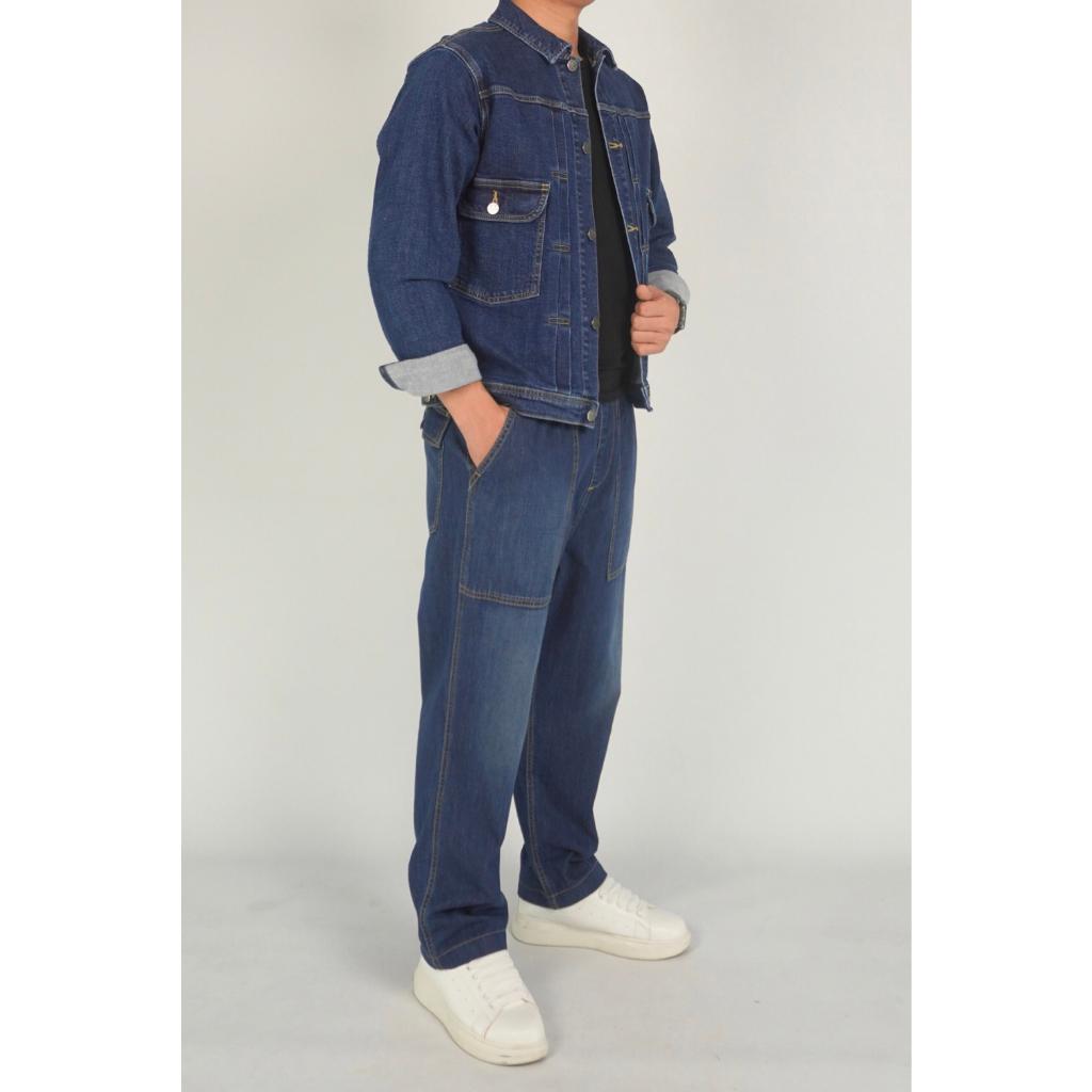 Áo Khoác jean denim, Áo Khoác bò Basic Xếp Ly JK3_ Unisex màu xanh và đen trơn basic dáng suông phong cách | Samma Jeans