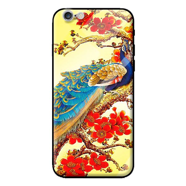 Ốp kính cường lực cho iPhone 6 Plus mẫu chim công 5 - Hàng chính hãng