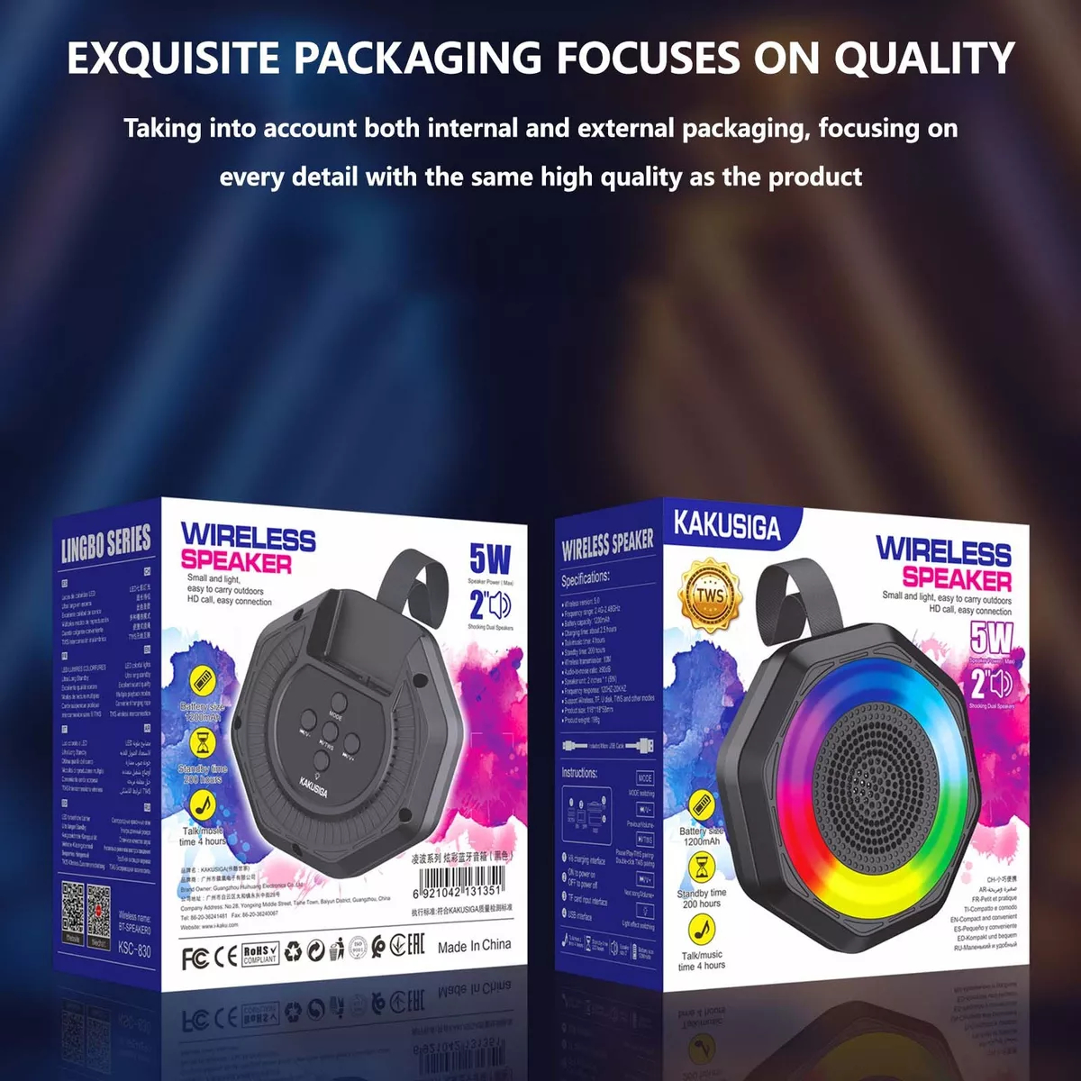 Loa Bluetooth mini quai xách cầm tay treo xe LED RGB Colorfull SPEAKER 1200mAh