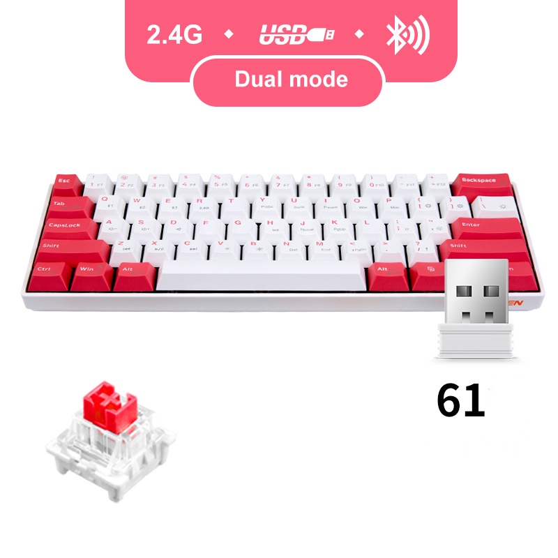 Bàn phím cơ không dây Dual Mode Newmen GM610 Pro,tặng kèm bộ 4 keycap rồng-hổ,tương thích PC/Laptop/Mac/..., bảo hành 24 tháng - Hàng chính hãng