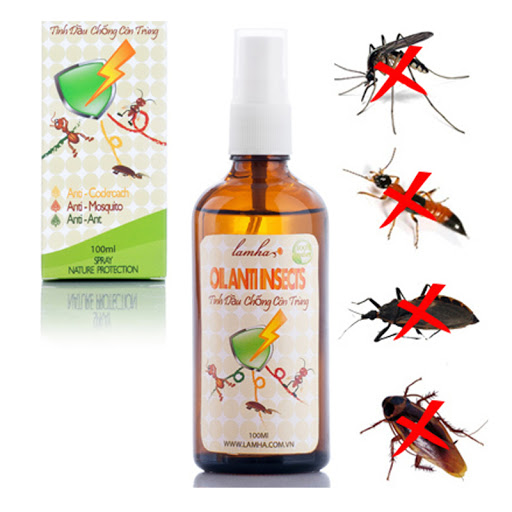 Tinh Dầu Chống Côn Trùng Lam Hà Anti-Insects Oil (100ml) : chống muỗi, gián, kiến, bọ chét, vắt…