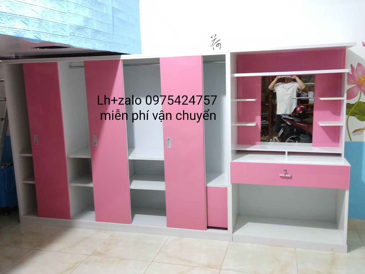 Tủ nhựa đài loan liền bàn trang điểm