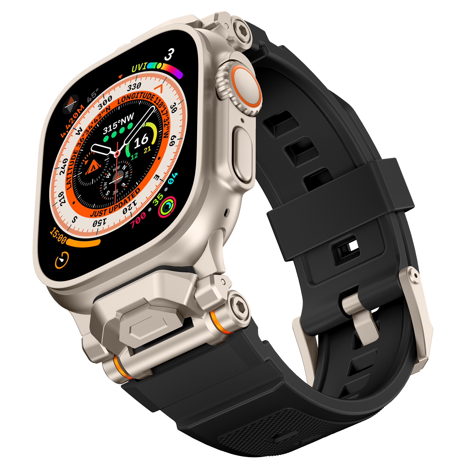 Dây Silicone Đầu Nối Kim Loại Pioneer cho Apple Watch Ultra 1/2 &amp; Apple Watch Series 4/5/6/7/8/9/SE/10 Size 44/45/46/49mm - Hàng Chính Hãng