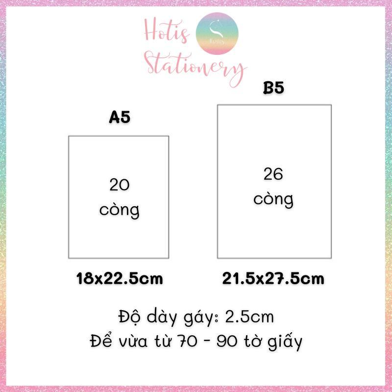 Bìa còng nhựa 5 màu trong mờ - Binder A5/ B5 làm sổ tay, planner, đựng sheet card