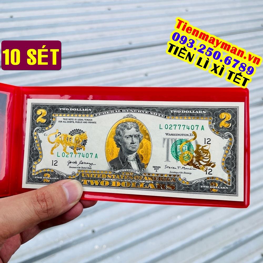 [CÒN HÀNG] [10 SÉT] Bao Lì Xì Tiền 2 USD Hình Con Mèo Vàng 3D , kèm bao da đỏ, sưu tầm lưu niệm, quà Tết, trang trí