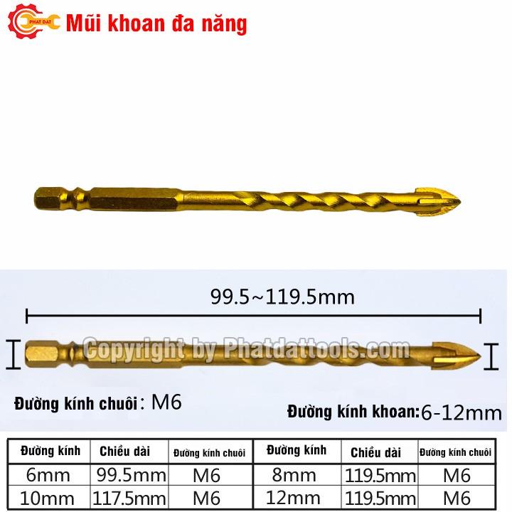 Mũi khoan đa năng 4 cạnh chuôi lục giác-Khoan kính, thủy tinh,khoan gạch men, gạch đá hoa cương-Lắp vừa tất cả các dòng