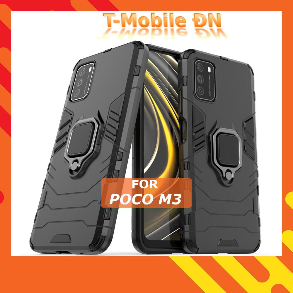 Ốp lưng cho Xiaomi Poco M3 iron man chống sốc kèm nhẫn xoay chống xem video bảo vệ camera