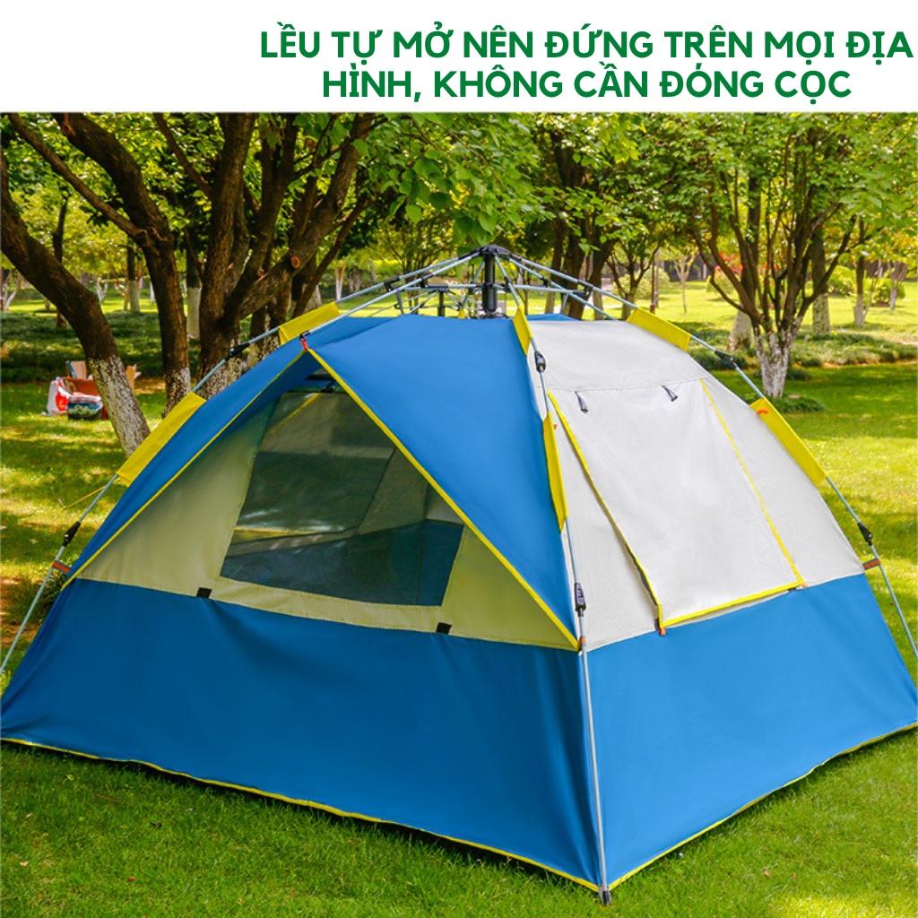 Lều Cắm Trại Du Lịch Tự Bung 4-6 người, Lều Dã Ngoại Ngoài Trời Chống Thấm Nước, Chống Tia Tử Ngoại