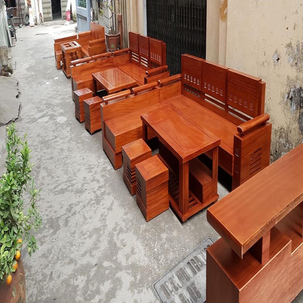Bộ Bàn Ghế Sofa Trứng Góc Gỗ Gõ Đỏ