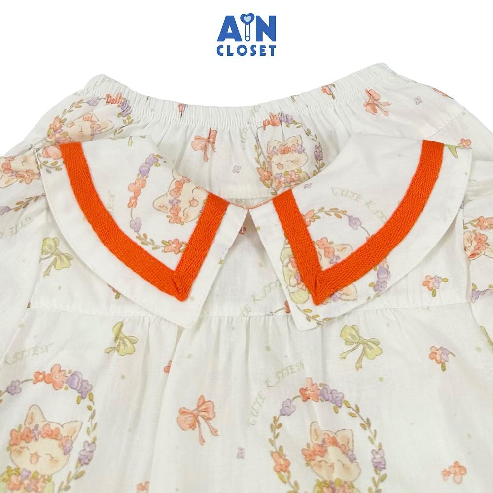 Bộ quần áo Ngắn bé gái họa tiết Mèo Cam cotton - AICDBGELARBH - AIN Closet