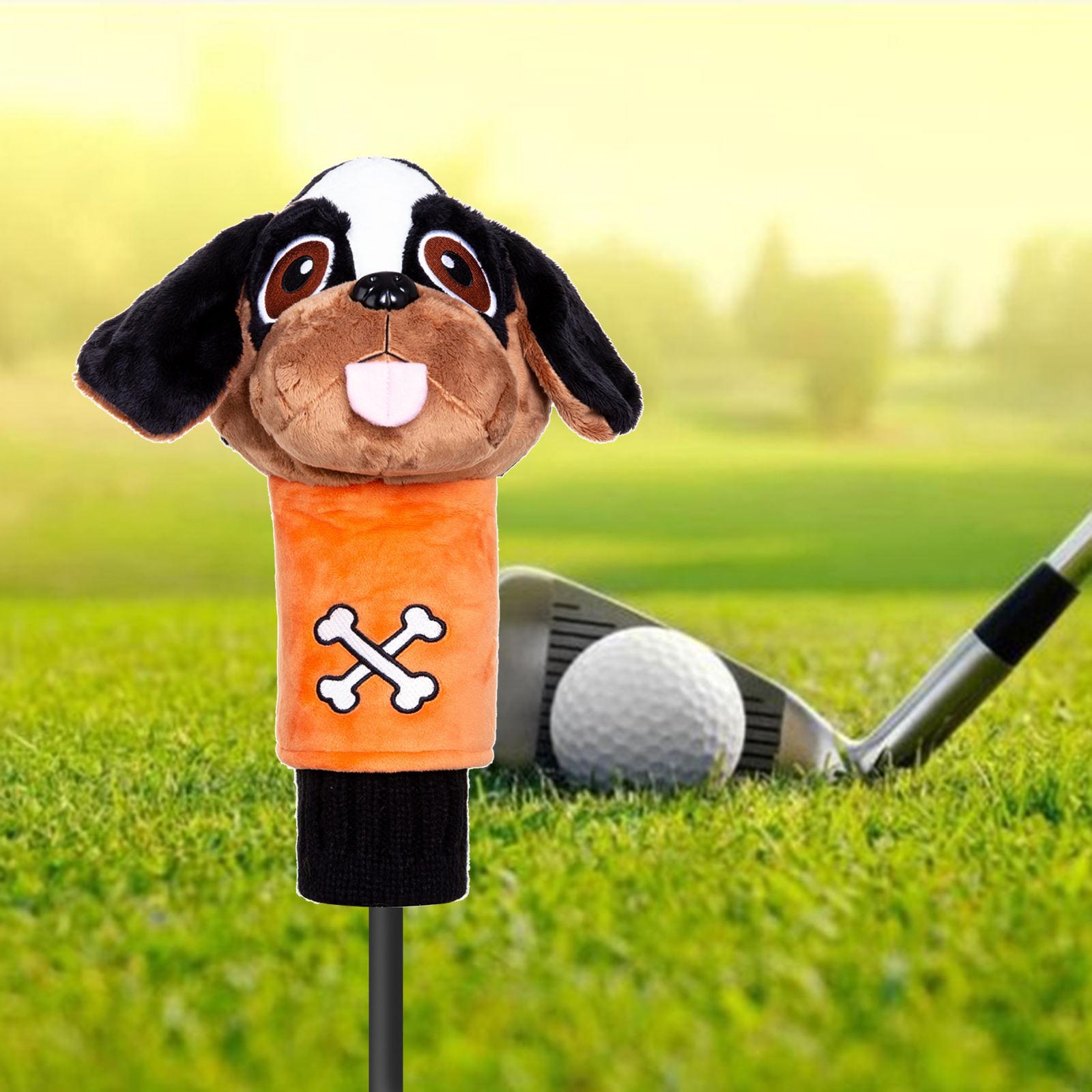 Golf Club Head Cover Cute Plush Dog Puppy Shaped Driver Headcover Protector