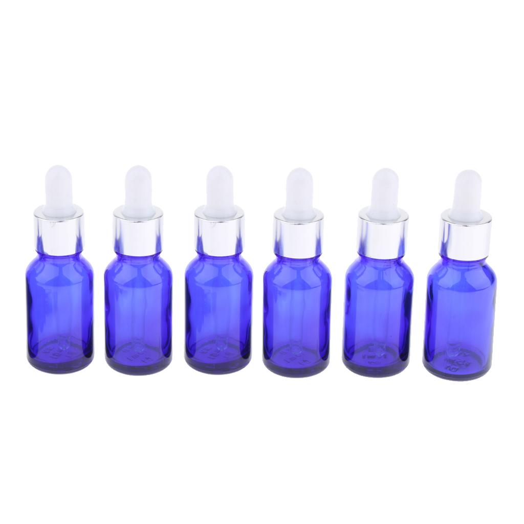 6Pcs 10ml + 6x 30ml Empty Glass Eye Dropper Bottle for Essential Oils Blue