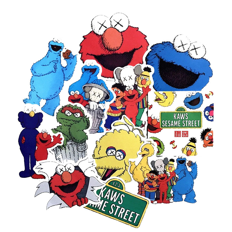 Sesame Street &amp; Kaws Stickers set 30 ảnh có ép lụa &quot;Giao mẫu ngẫu nhiên&quot;