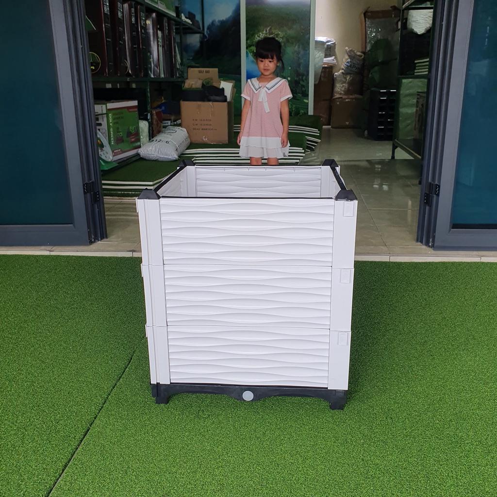 Chậu nhựa lắp ghép.Kích thước 50x50 cao 55 cm.Trồng rau, hoa, cây cảnh.Sang trọng - Thẩm mỹ - Bền hơn 10 năm.Bảo hành 1 năm toàn quốc