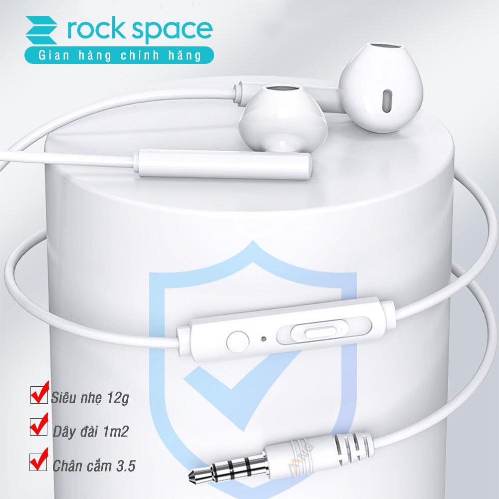 Tai nghe có dây Rockspace ES05 dành cho samsung có mic chuẩn 3,5 nhét tai - Hàng chính hãng