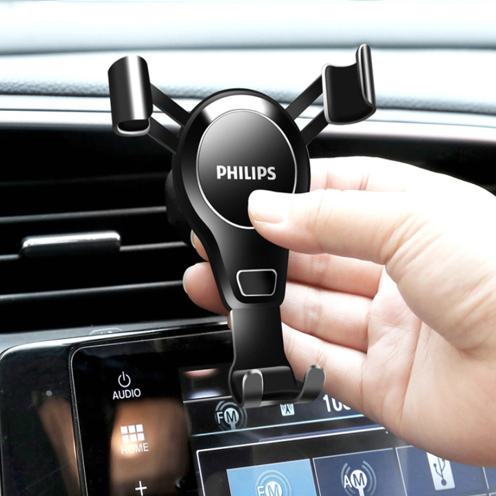 Giá đỡ điện thoại cài hốc gió trên ô tô cao cấp Philips DLK3412 - Hàng nhập khẩu