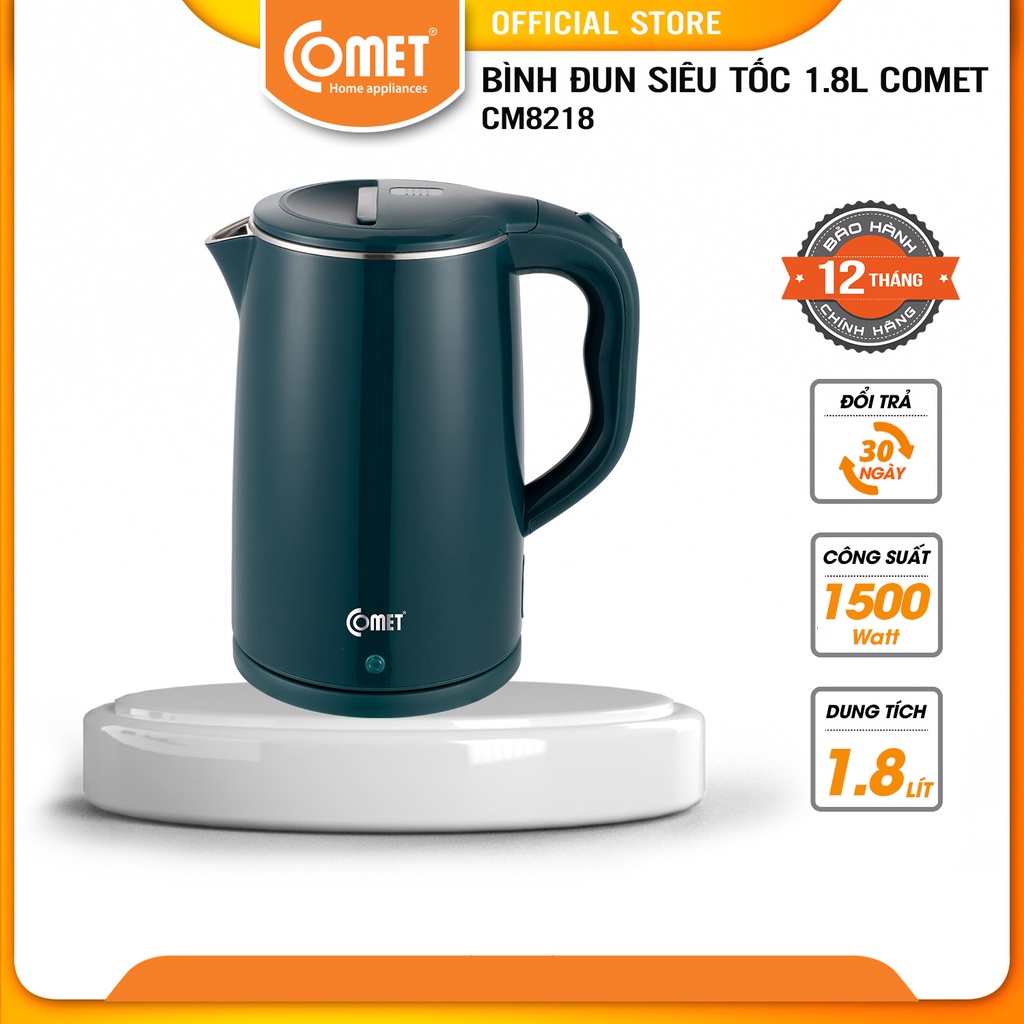 Bình Đun Siêu Tốc COMET inox 304 1.8L CM8218 - Hàng chính hãng