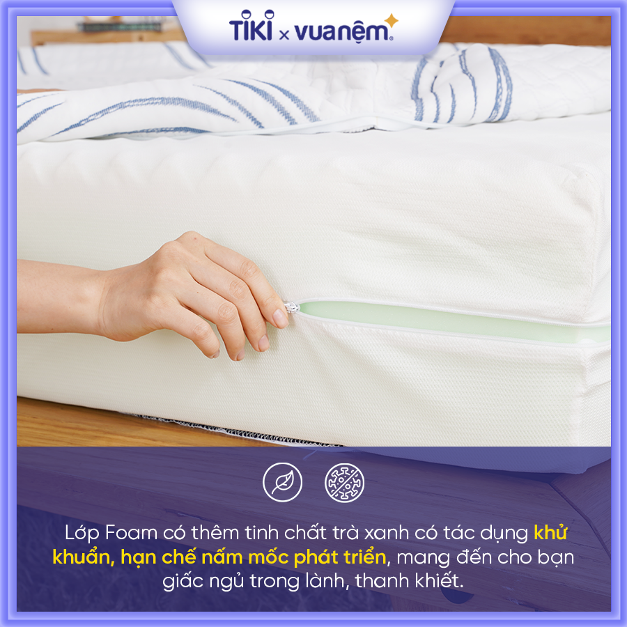 Nệm Foam Premium Goodnight Luna 3zones thoáng khí, êm ái