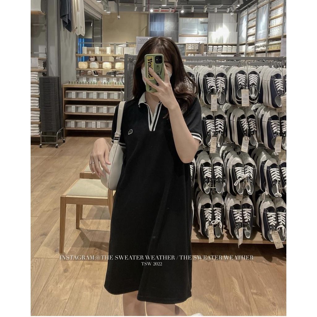 VÁY POLO SUÔNG CỔ ĐỨC PHỐI VIỀN ĐEN TRẮNG