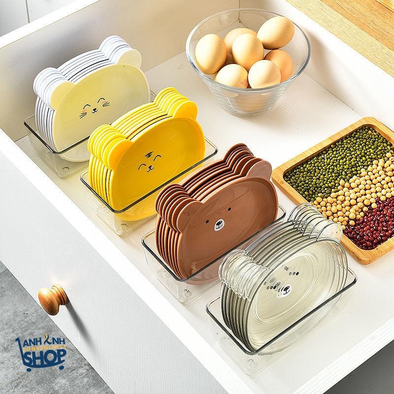 Đĩa Nhựa Hình Mặt Gấu Đựng Đồ Ăn Tiện Lợi , Decor Đẹp Mắt Tiện Ích