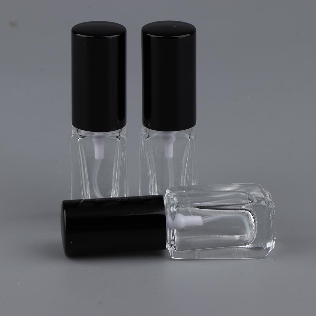 3x 3ml Empty Glass Spray Bottle Pump Fine Mist Perfume Atomiser Black Caps