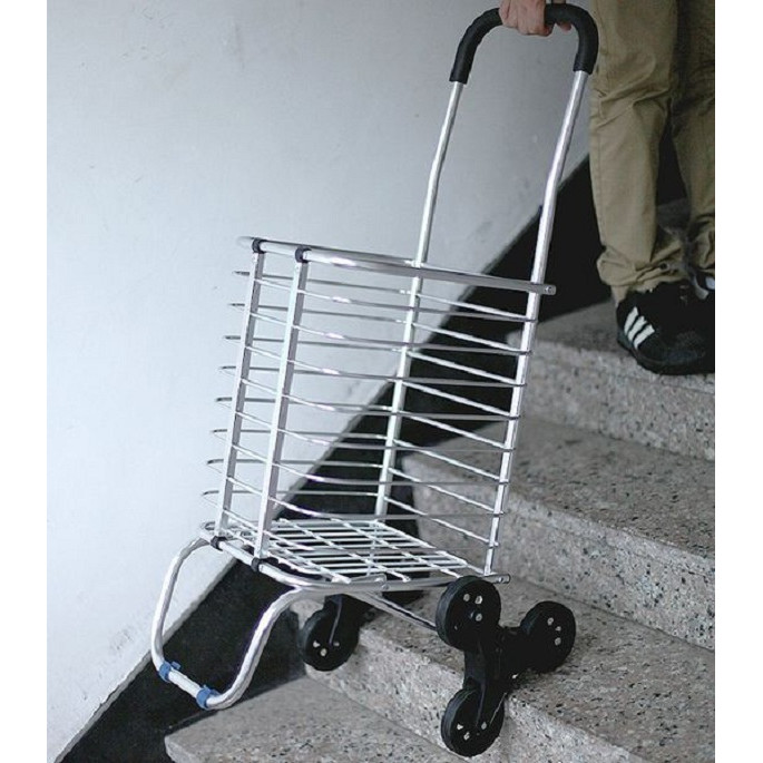 Xe kéo đi chợ 3 bánh đen leo cầu thang siêu nhẹ cao cấp