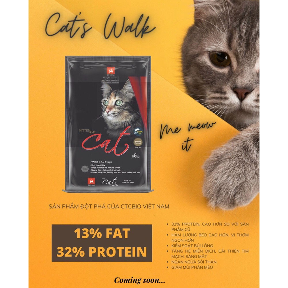 Hạt Thức Ăn Cho Mèo Mọi Lứa Tuổi Cat's Walk Hàn Quốc Bao 13.5KG - YonaPetshop