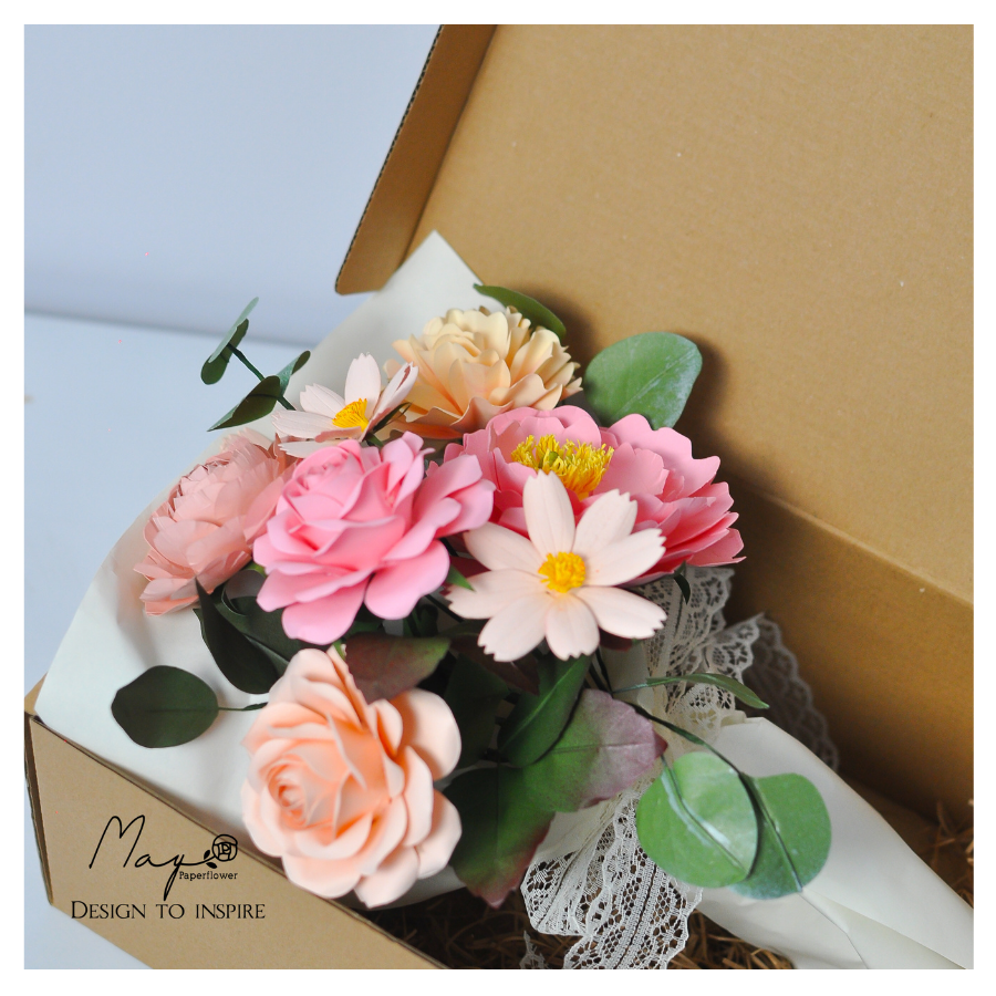 Hình ảnh Hoa giấy quà tặng cao cấp - Happy Peony, hoa handmade Maypaperflower, hoa giấy nghệ thuật