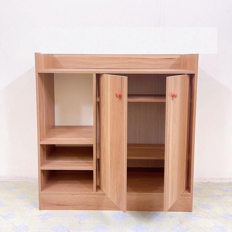 Tủ GỖ 2 GIAN để giày dép , để đồ MÀU NÂU