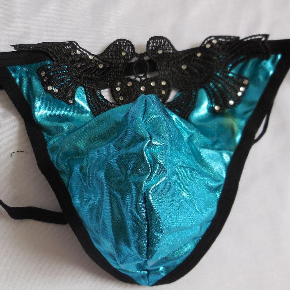 3-4pack Men's Sexy G-string T-back Briefs Underwear Birds Embroidered Thong Blue