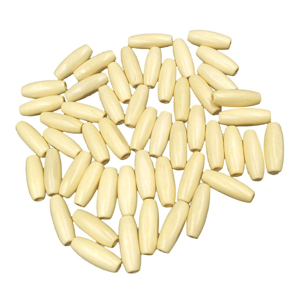 100 Pieces Mixed Art Wood Oval Loose Beads Wood Tube Bead Wooden Beads for DIY Jewelry Making Bracelet Charms Home Decoration Crafting Beads Dark brown and Beige