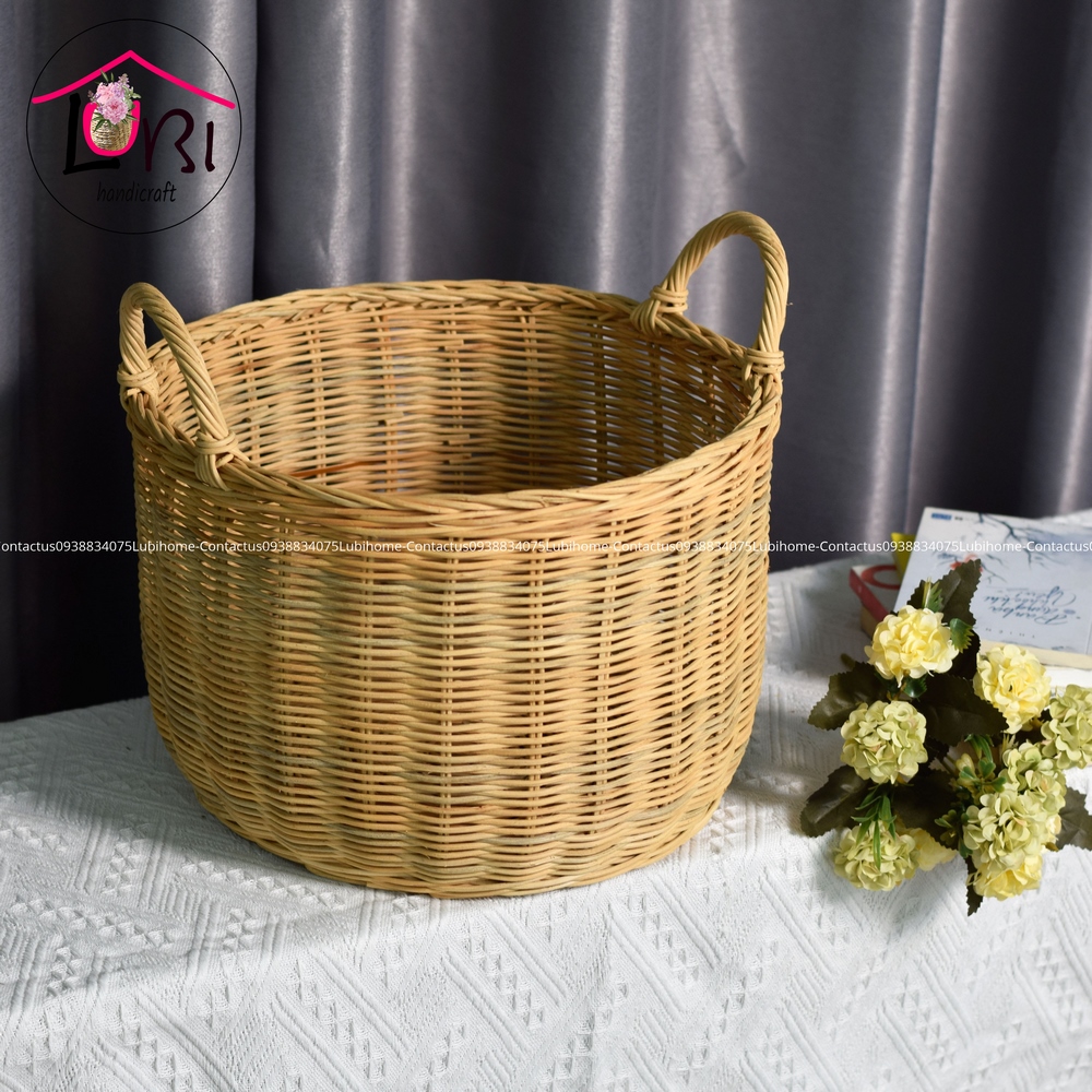 Lubihandicraft - Sọt mây tròn đáy bầu đựng đồ bộ 4 - sang trọng, tinh tế