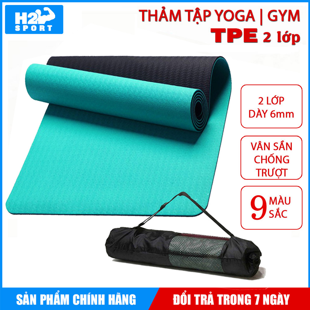 Thảm Tập Yoga chất liệu TPE 2 lớp dày 6mm chống trơn trượt cực tốt