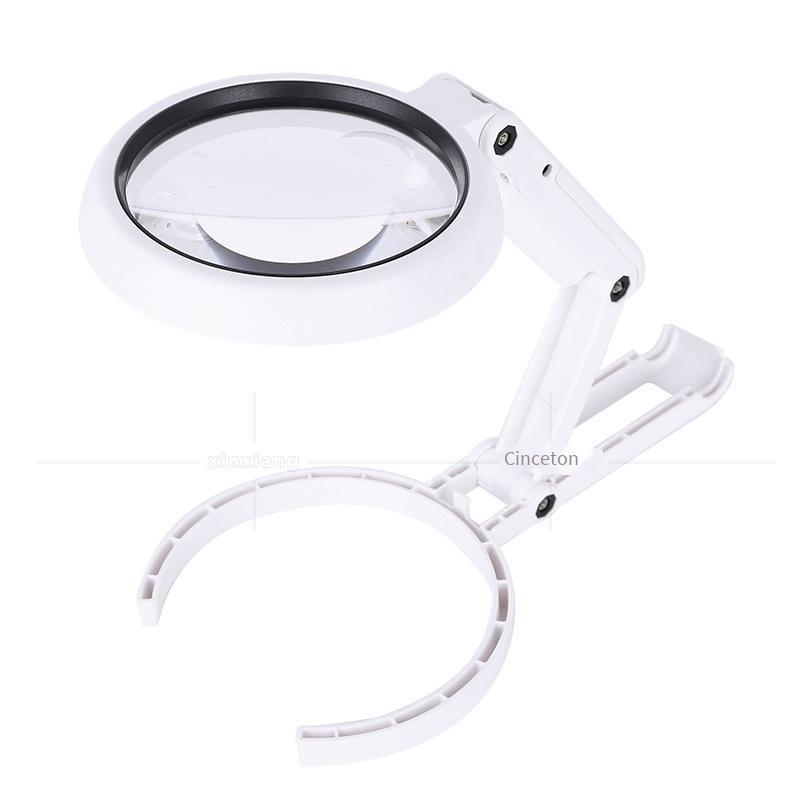 Phong cách mới nhất 90mm máy tính để bàn cầm tay có thể gập lại 8 đèn LED kính lúp cắm USB đọc sách đọc bảo trì bảng mạch 10 lần