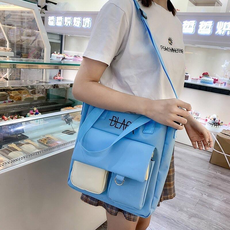 Set Balo 4 Món Black và Hoa BALO THỜI TRANG NAM NỮ TO Ulzzang