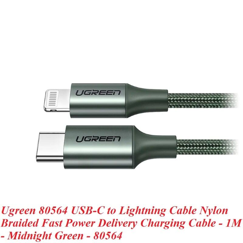 Ugreen UG80564US304TK 1M màu xanh đen cáp chuyển usb type c ra apple lightning dây dù hỗ trợ sạc nhanh PD - HÀNG CHÍNH HÃNG