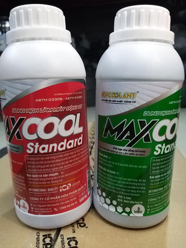 COMBO 2 lon nước làm mát xe ô tô, xe máy màu đỏ Maxcool Standard 500ml