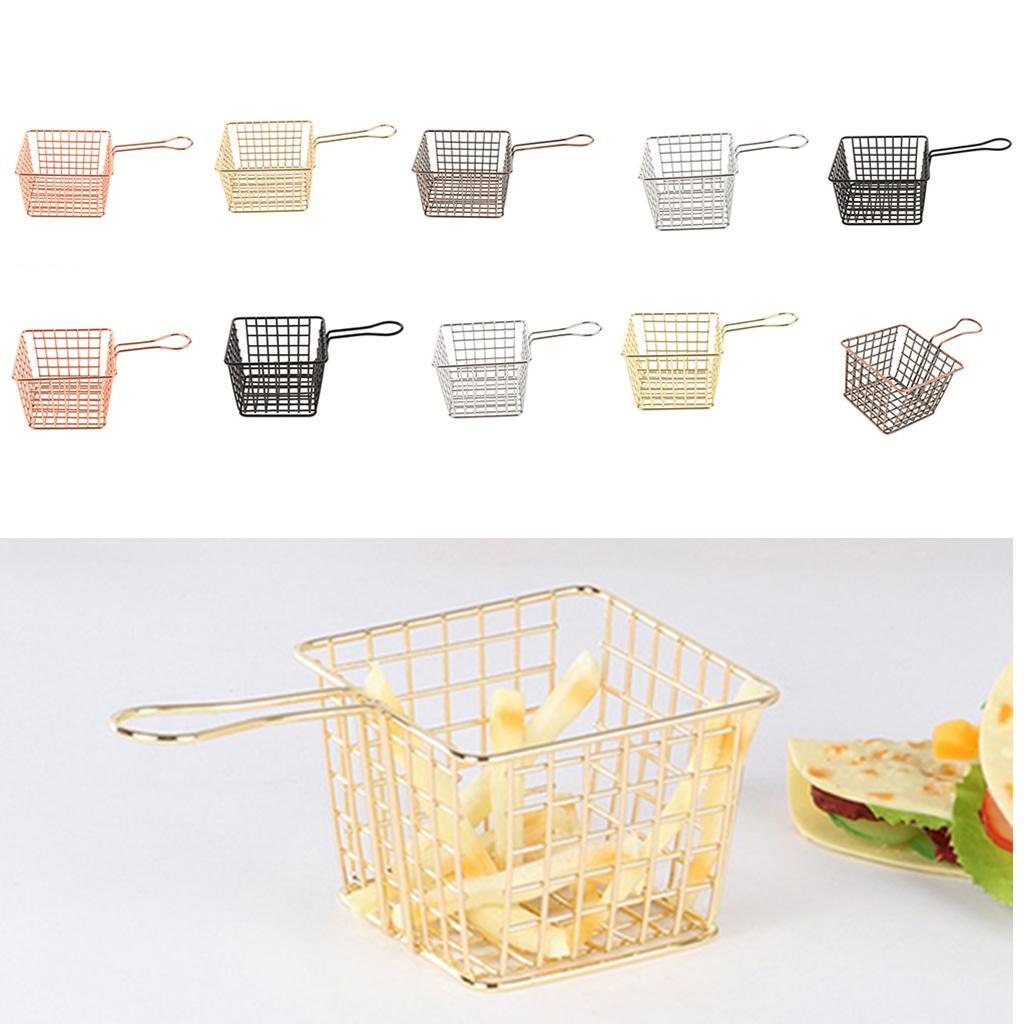 Metal Iron Mesh Strainer Fry Basket Kitchen Colander Sifter Black S