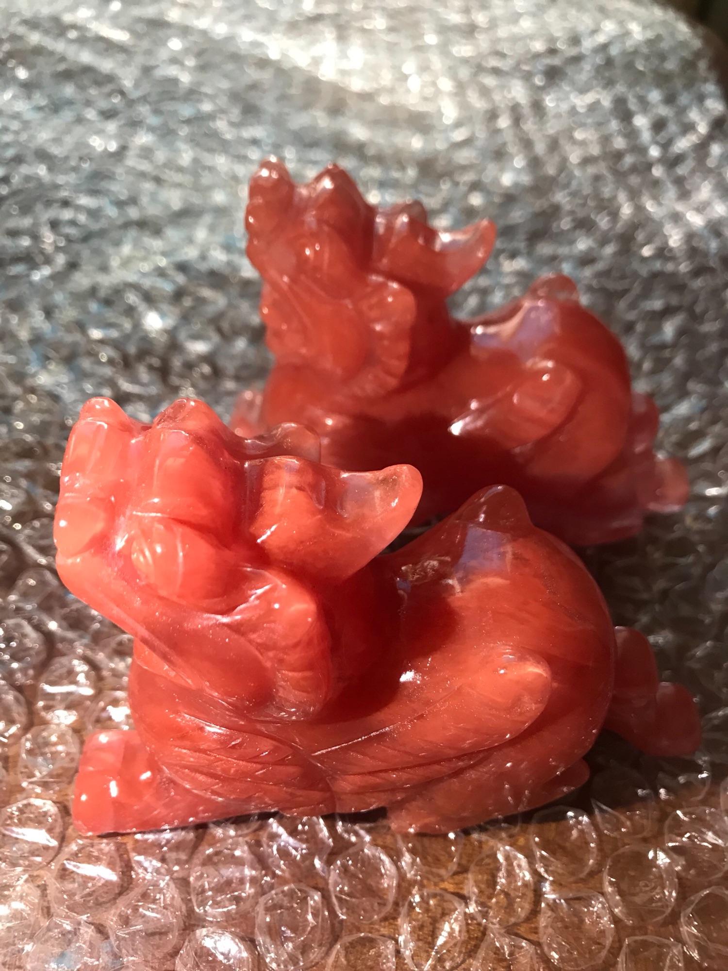 Cặp Tỳ Hưu Phong Thủy Đá Núi Lửa Đỏ Size Nhỏ Để Bàn Dài 10cm Cao 7cm hợp Anh Chị mệnh Hỏa mệnh Thổ may mắn thu hút tài lộc ạ