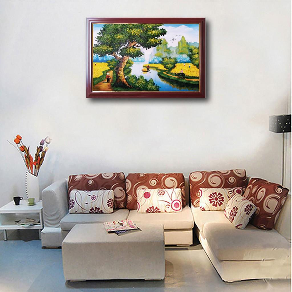 Tranh phong cảnh làng quê, tranh canvas treo tường chung cư TDQ-16