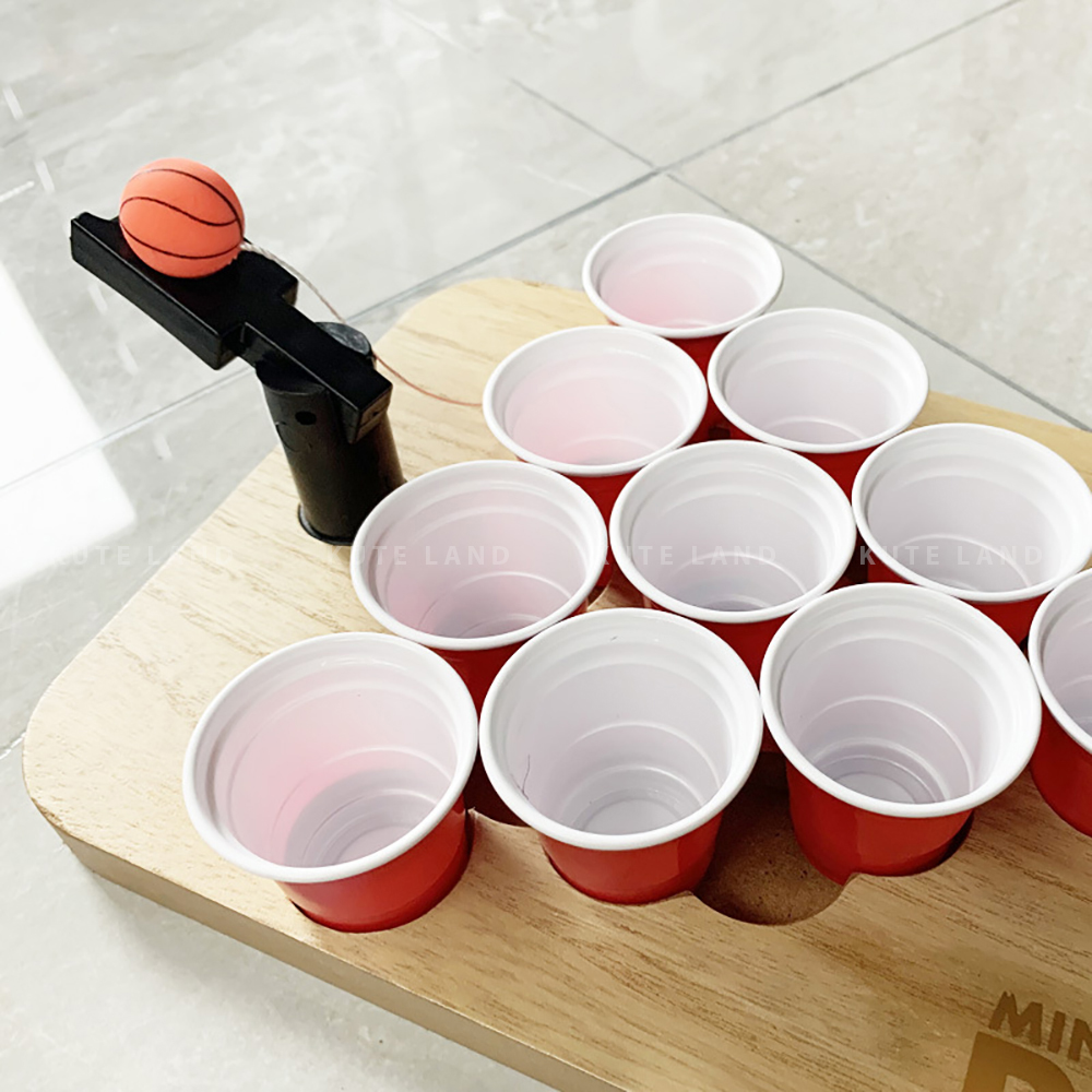 Bộ trò chơi Wood Peer Pong ném bóng vào ly Drinking Game dành cho bàn nhậu uống rượu bia 