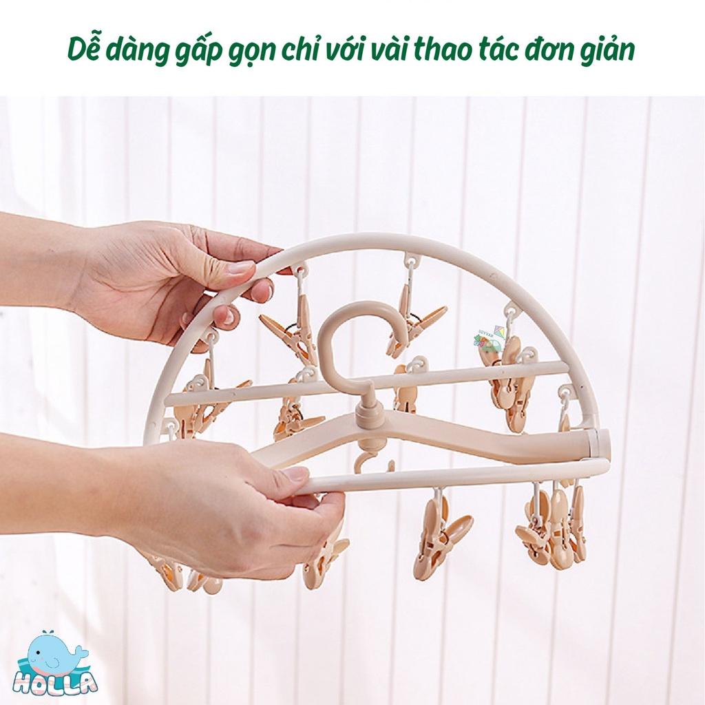 Móc chùm phơi đồ cho bé đa chức năng Holla 24 & 32 kẹp 360 độ linh hoạt