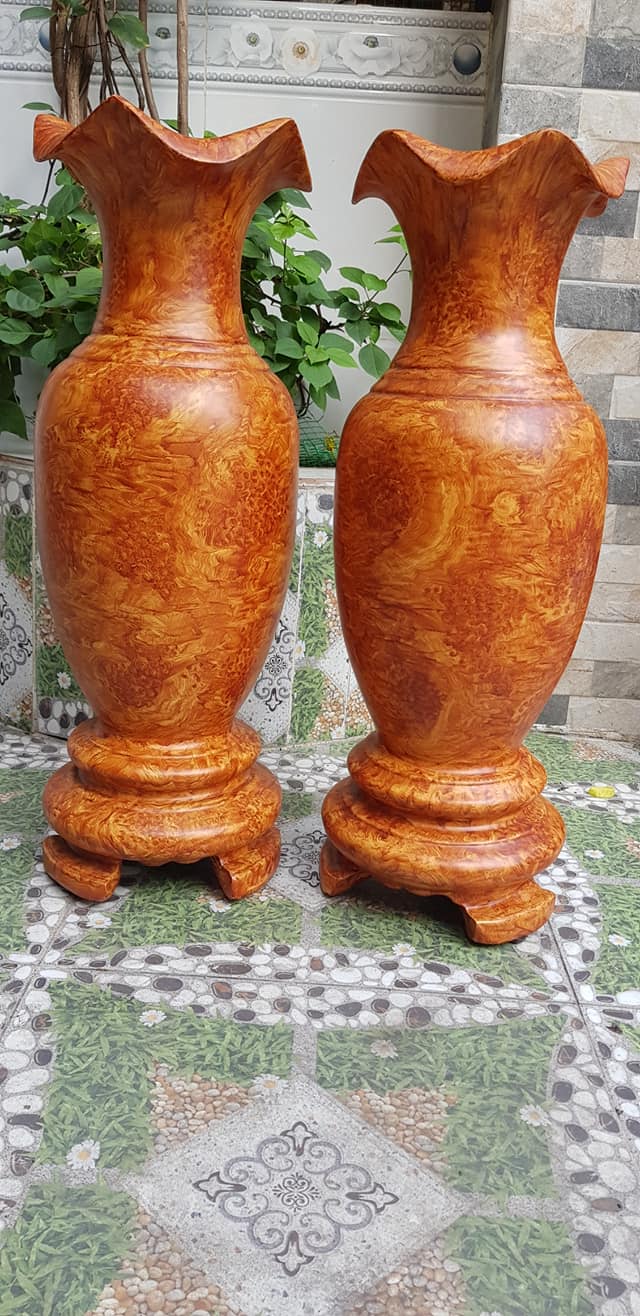 Cặp Bình Gỗ nu gõ hay gõ vẽ nu cao tròn đều đẹp cao 60cm x đk 20cm ý nghĩa bình an , phú quý Anh Chị trưng phòng khách nhà, công ty, bàn thờ thần tài to đẹp ạ