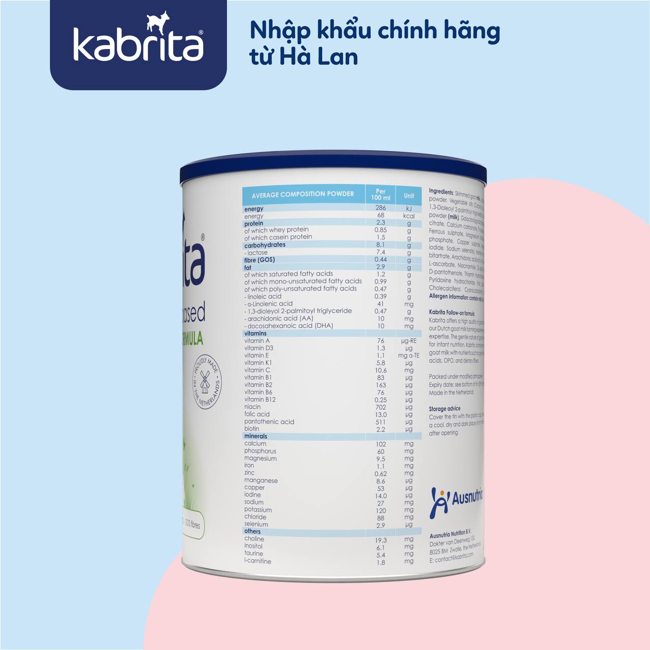 Sữa dê Kabrita số 2 cho trẻ từ 12- 24 tháng - Lon 800g