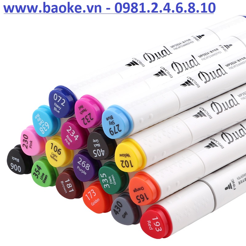 Bút lông 18 màu Marker hai đầu Baoke;  MP2924-18