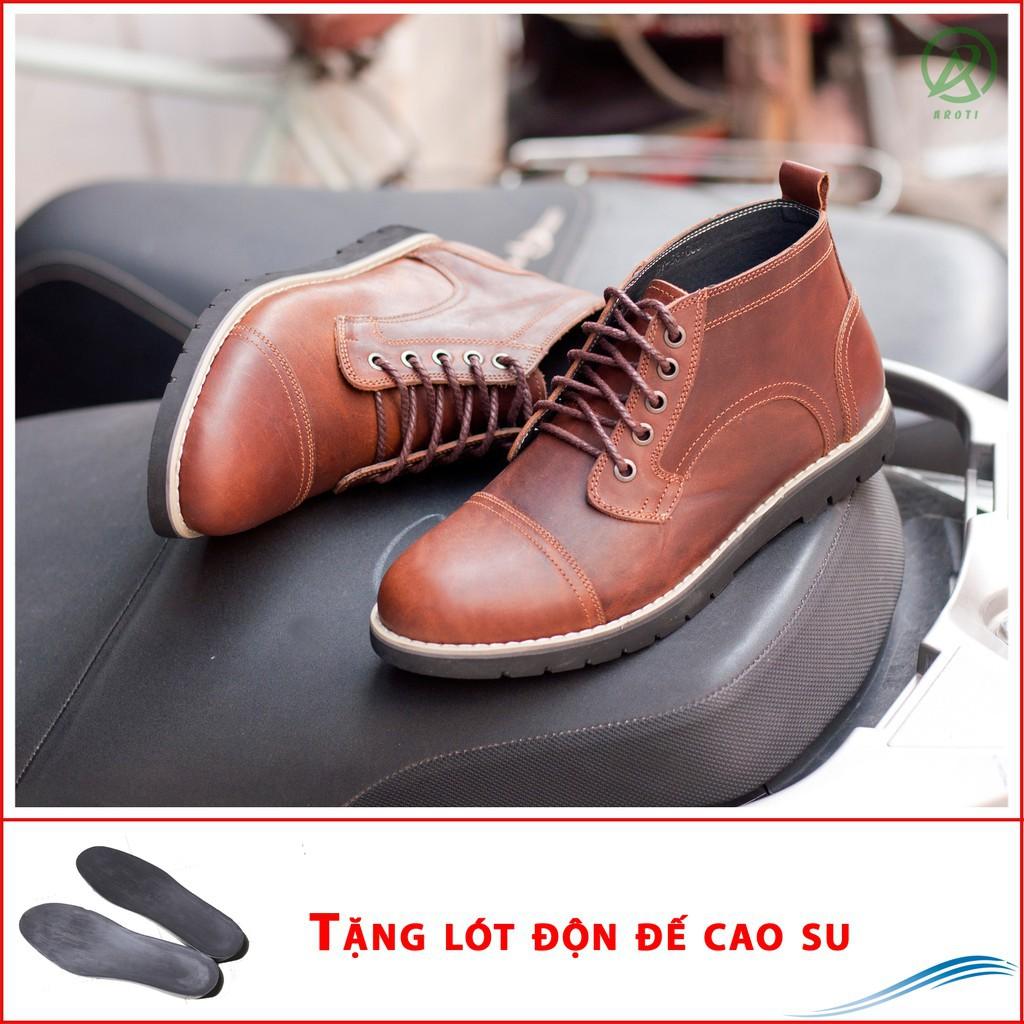 Giày boot da sáp cổ lửng màu nâu bò - BL538 ( ĐĐ ) Kèm Độn Đế Z chuyên sỉ