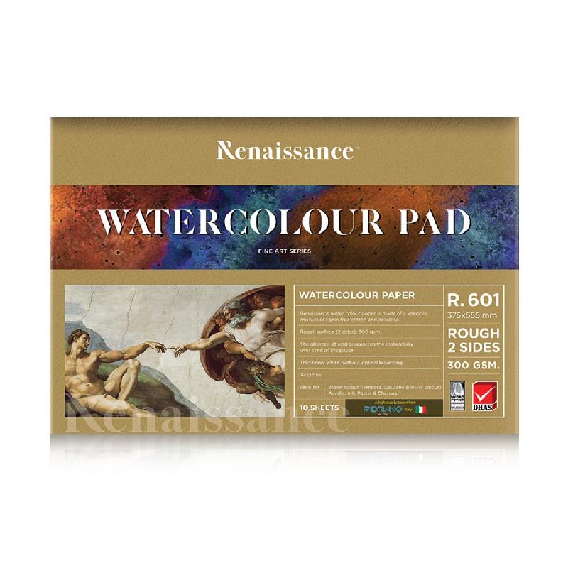 Tập 10 tờ giấy khổ lớn dùng vẽ phác thảo, vẽ màu nước Renaissance R601 300gr 37.5x55.5cm cao cấp