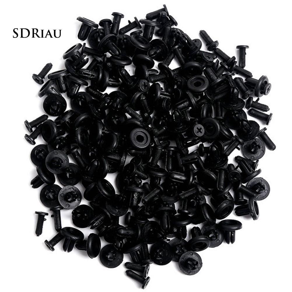 Bộ 100 đinh tán nhựa cố định tấm chắn bùn xe hơi lỗ 6mm