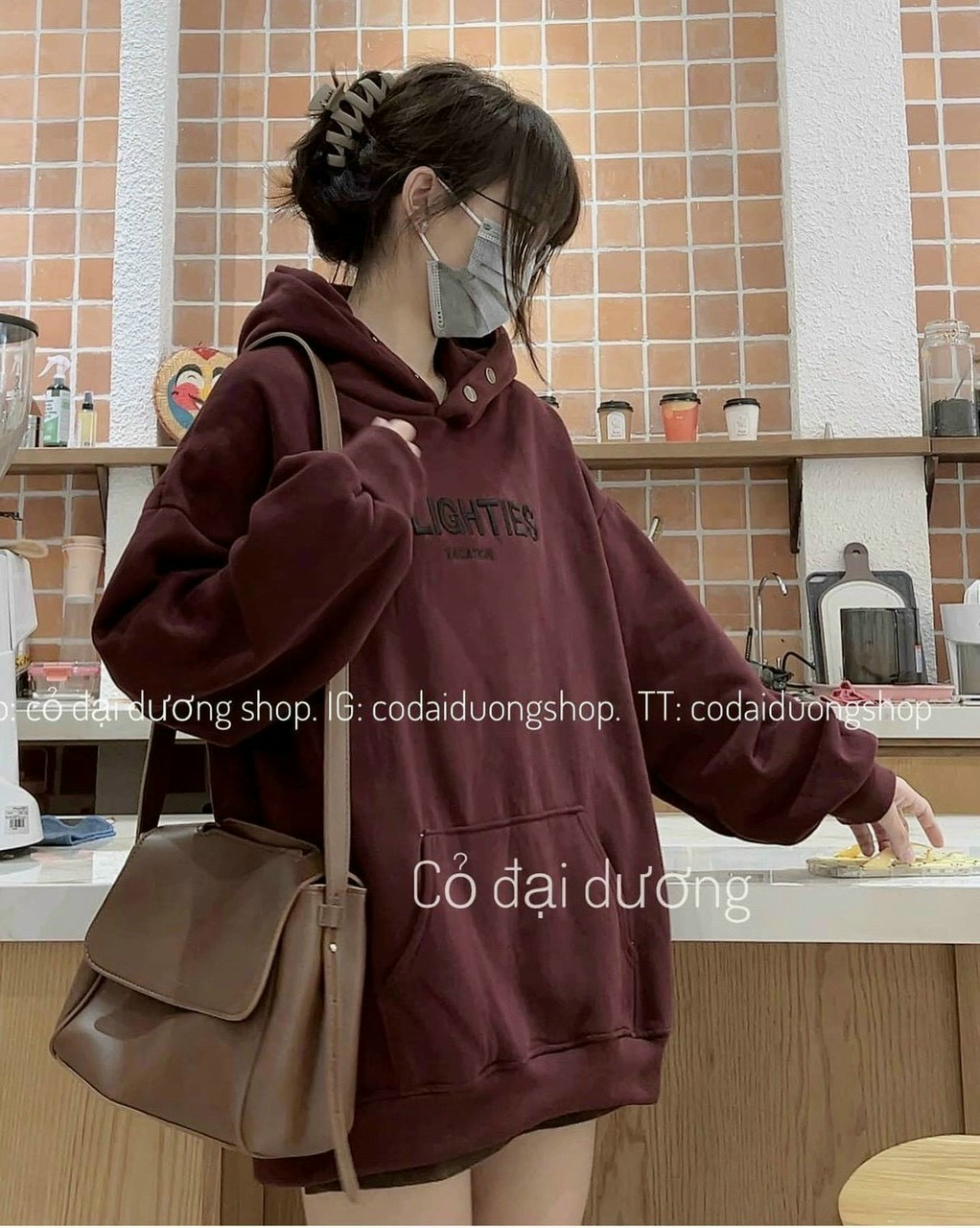 Áo hoodie phối khuy đỏ thêu Delighties Unisex Nỉ ngoại form rộng tay phồng kiểu dáng vintage đường phố peonyb, Áo khoác hoodie form rộng nam nữ DELIGHTIES áo khoác hoodie phong cách hàn quốc