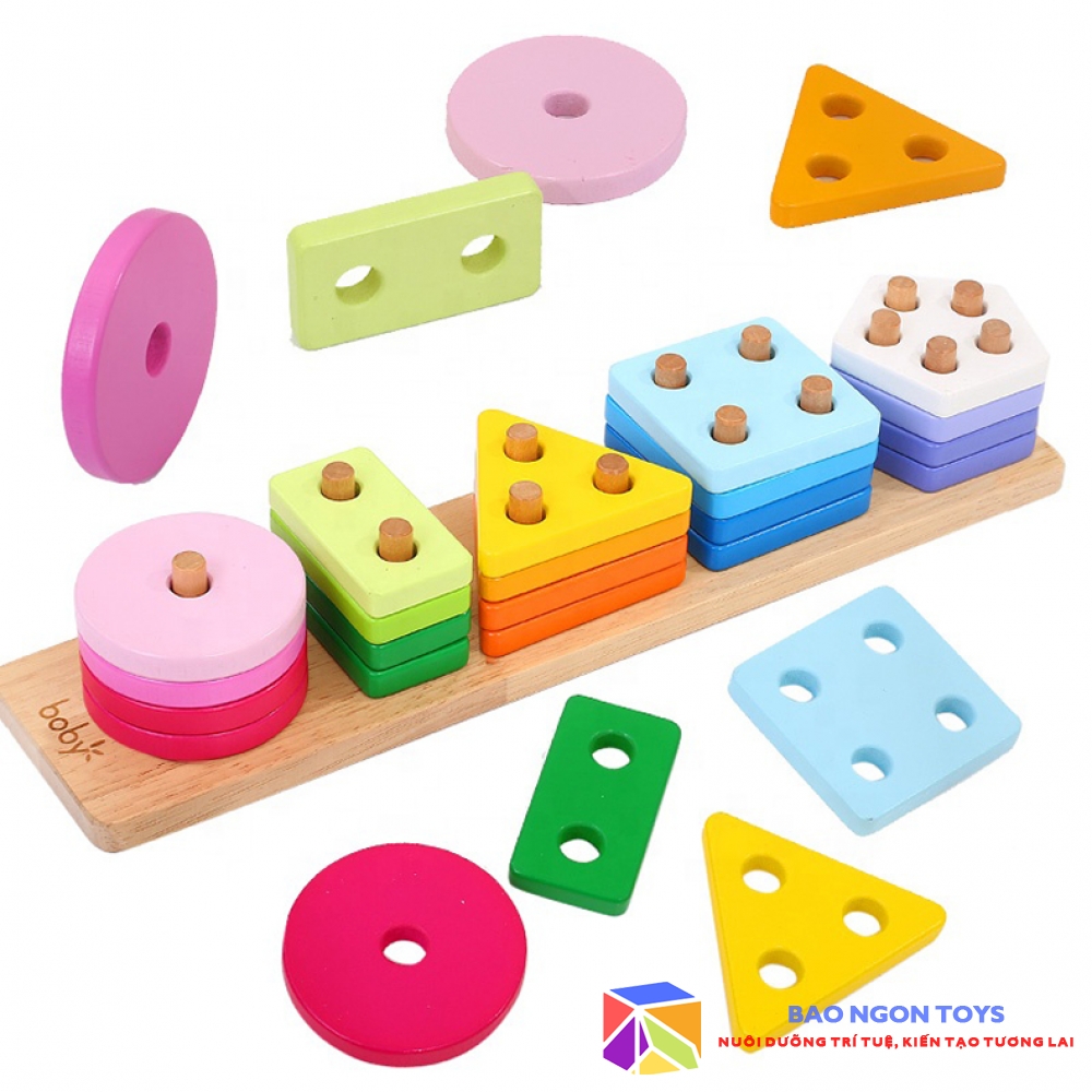 ĐỒ CHƠI GỖ XẾP HÌNH MONTESSORI GIÚP TRẺ HỌC PHÂN LOẠI HÌNH DẠNG VÀ MÀU SẮC, PHÁT TRIỂN VẬN ĐỘNG TINH VÀ NGÔN NGỮ CHO BÉ